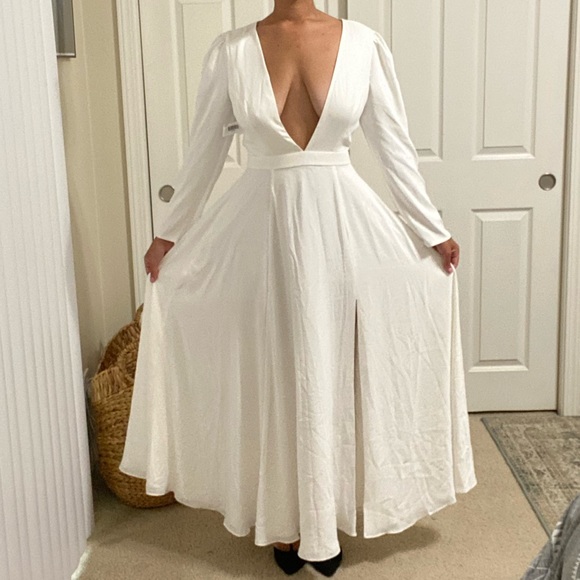 NWT Fame and Partner 💌Free Shipping White L/S Dress Size 6 - Picture 8 of 10